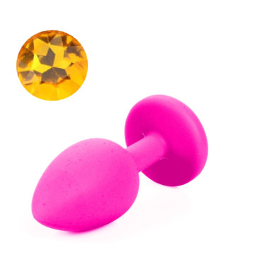 Силіконова анальна пробка з кристалом Silicon Pink 06, розмір S
