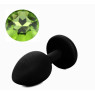 Силіконова анальна пробка з кристалом Silicon Black 10, Розмір S