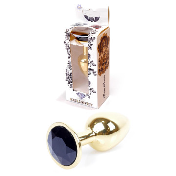 Анальний затор Boss Series - Jewellery Gold PLUG Black S