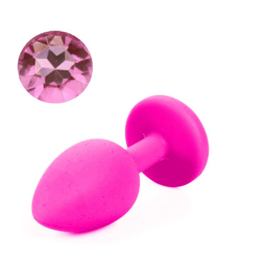 Силіконова анальна пробка з кристалом Silicon Pink 07, розмір S