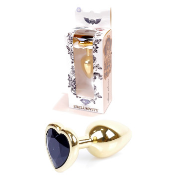 Анальний затор Boss Series - Jewellery Gold Heart PLUG Black S