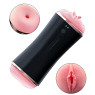 Мастурбатор з двома входами FOXSHOW Vibrating Masturbation Cup USB 10 + інтерактивні функції Black