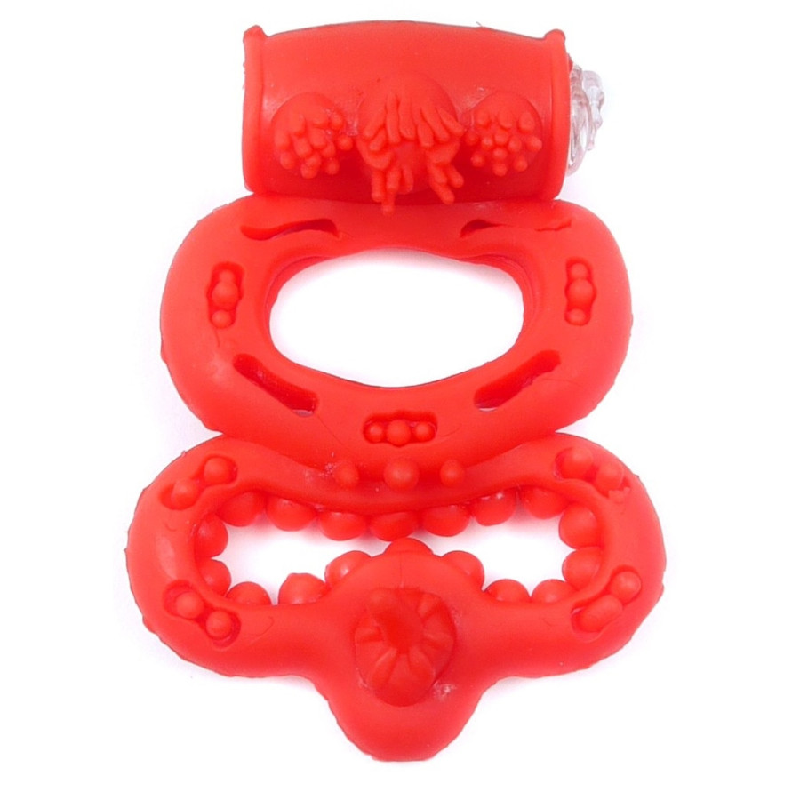 Ерекційне вібро кільце BOSS Vibrating Duo Cock Ring Red