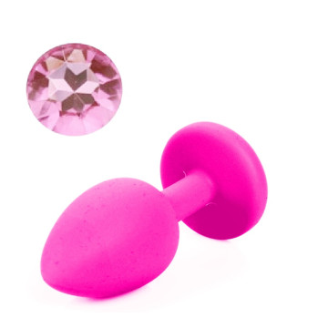 Силіконова анальна пробка з кристалом Silicon Pink 09, Розмір S
