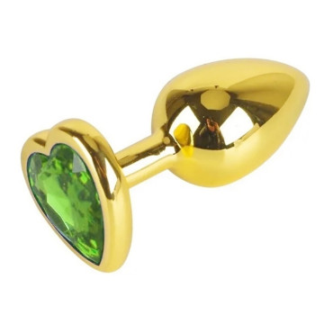 Анальна пробка з кристалом GOLD HEART, розмір S