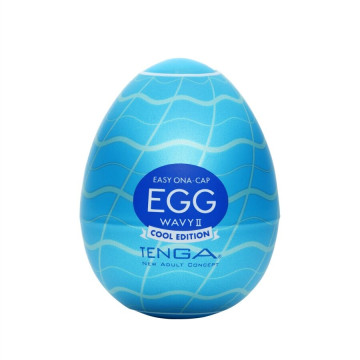 Мастурбатор-яйце Tenga Egg Wavy II Cool з подвійним хвилястим рельєфом та охолоджувальним ефектом