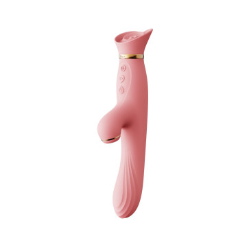Вібратор з підігрівом та вакуумною стимуляцією клітора Zalo - ROSE Vibrator Strawberry Pink