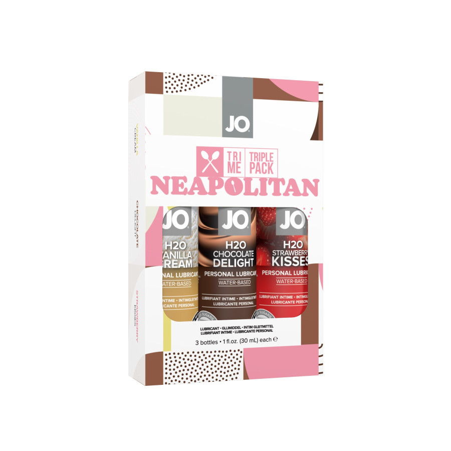 Набір JO Tri-Me Triple Pack — Neapolitan (3×30 мл) три різні смаки оральних змазок
