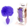 Анальна пробка (розмір S) з хвостом Boss Series - Silicon PLUG Bunny Tail Purple