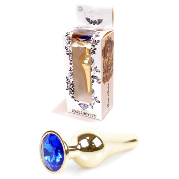 Анальний затор Boss Series - Jewellery Gold BUTT PLUG Dark Blue