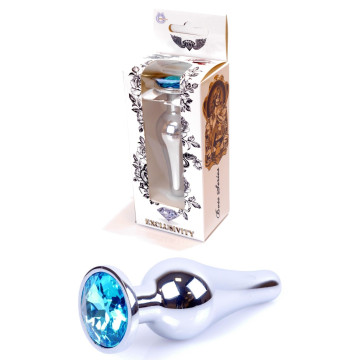 Анальний затор Boss Series - Jewellery Silver BUTT PLUG Light Blue