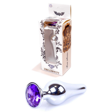 Анальний затор Boss Series - Jewellery Silver BUTT PLUG Purple