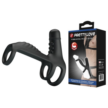 Насадка з вібрацією Pretty Love - VIBRATING PENIS SLING, 10 функцій вібрації