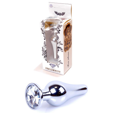 Анальний затор Boss Series - Jewellery Silver BUTT PLUG Clear