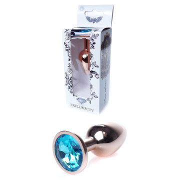 Анальний затор Boss Series - Jewellery Red Gold PLUG Light Blue S
