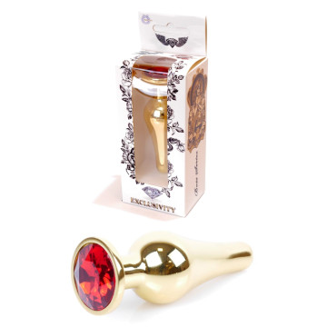 Анальний затор Boss Series - Jewellery Gold BUTT PLUG Red