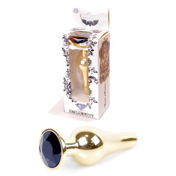 Анальний затор Boss Series - Jewellery Gold BUTT PLUG Black