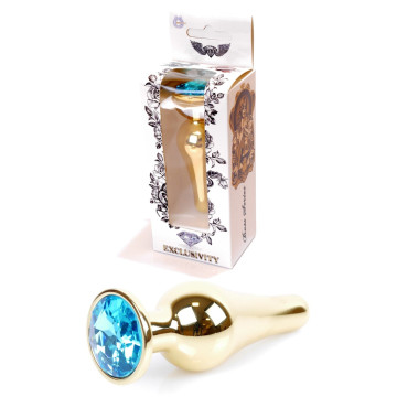 Анальний затор Boss Series - Jewellery Gold BUTT PLUG Light Blue