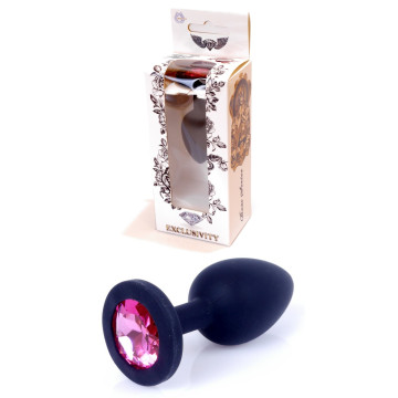 Силіконовий анальний затор Boss Series - Jewellery Black Silicon PLUG Small Pink S