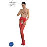 Еротичні колготки-бодістокінг Passion ECO S002 red, з доступом, геометричне плетіння