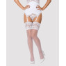 Панчохи під пояс із широким мереживом Obsessive 810-STO-2 stockings L/XL, білі