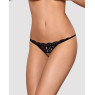 Мереживні танги з двома отворами Obsessive 831-THC-1 crotchless thongL/XL, чорні, бантики