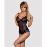 Сітчасте боді на кісточках Obsessive Amanta teddy S/M, чорне, з доступом