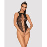 Ажурний бодістокінг із ефектом шнурівки Obsessive B129 teddy black XL/XXL, чорний, з доступом