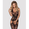 Бодістокінг Obsessive Bodystocking F217 S/M/L, елегантний силуетний малюнок, імітація панчіх