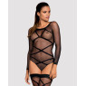 Бодістокінг Obsessive Bodystocking G320 S/M/L, панчохи, боді, декор у вигляді ліній