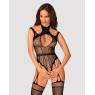 Ажурний бодістокінг з отворами Obsessive Bodystocking G327 black S/M/L, чорний, комбінезон, з доступ