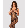Сітчастий бодістокінг з вирізами та малюнком Obsessive Bodystocking G328 S/M/L, чорний, комбінезон