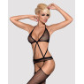 Сітчастий бодістокінг з імітацією топа, пояса та панчохи Obsessive Bodystocking N108 S/M/L, чорний,
