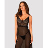 Напівпрозора довга сорочка Obsessive Estiqua chemise XL/2XL, чорний, асиметричний крій