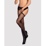 Сітчасті панчохи-стокінги зі стрілкою Obsessive Garter stockings S314 S/M/L, чорні, імітація гартері