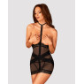 Напівпрозора сорочка з відкритими грудьми Obsessive Lacrisia chemise XL/2XL, чорна, з чокером