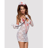 Еротичний мереживний костюм медсестри Obsessive Medica dress 5pcs costume L/XL, сорочка, рукавички,