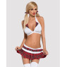 Еротичний костюм школярки з мініспідницею Obsessive Schooly 5pcs costume L/XL, біло-червоний, топ, с