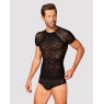 Чоловіча напівпрозора футболка з орнаментом Obsessive T102 T-shirt S/M/L, чорна