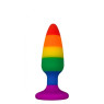 Силіконова анальна пробка Wooomy Hiperloo Silicone Rainbow Plug S, діаметр 2,4 см, довжина 9 см