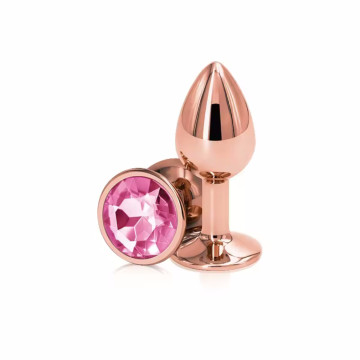 Металева анальна пробка Rose Gold Metal Plug Magenta, діаметр 2,8 см, довжина 7 см, розмір S