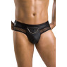 Чоловічі труси з ланцюжком Passion 030 SLIP TOM S/M Black, екошкіра, відкриті сідниці
