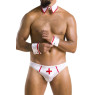 Комплект еротичної чоловічої білизни Passion 037 GREGORY XXL/XXXL White, труси, комірець, манжети