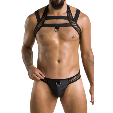 Комплект чоловічої білизни з кріпленнями Passion 043 JACOB L/XL Black, труси, шлейки