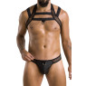 Комплект чоловічої білизни з кріпленнями Passion 043 JACOB L/XL Black, труси, шлейки