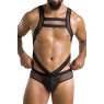 Чоловіче еротичне сітчасте боді Passion 045 VICTOR L/XL Black, екошкіра, сітка