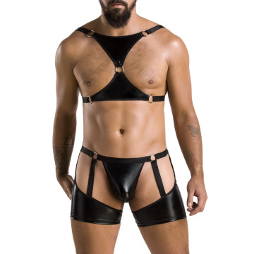 Комплект еротичної чоловічої білизни Passion 047 SET JOHN L/XL Black, труси, портупея