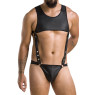 Чоловіче шкіряне боді Passion 056 ADAM S/M Black, заклепки