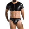 Комплект чоловічої білизни під латекс Passion 057 SET PETER S/M Black, кроп-топ, стринги