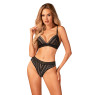 Комплект білизни Obsessive Natilya 2-pcs set M/L, black, бюстгальтер, трусики